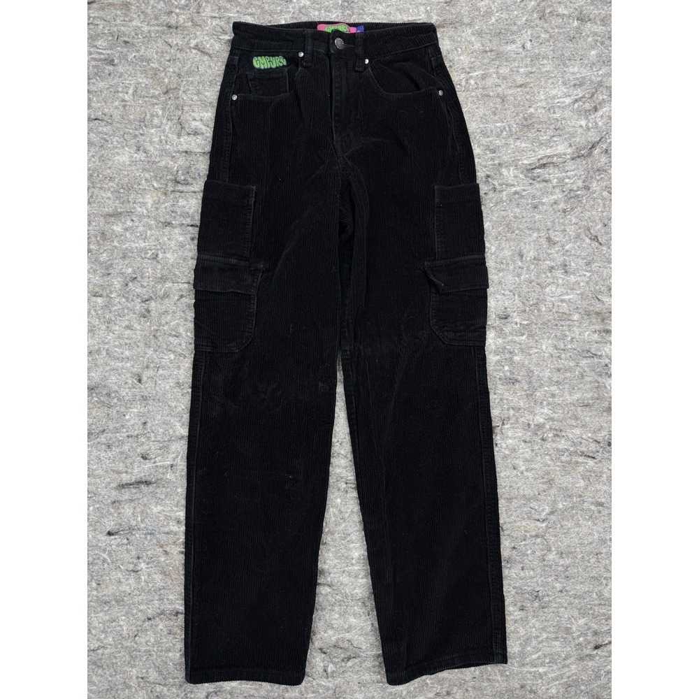 Empyre Tori 90s Black Corduroy Skate Pants Women's Size 0, 29" Inseam Cargo